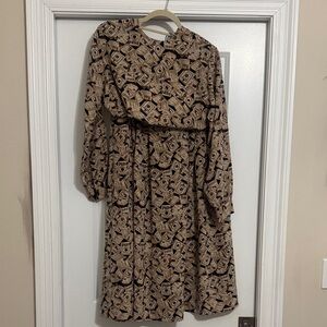 Pendleton Geometric Black and Tan Long Sleeve 2 piece Skirt and Blouse